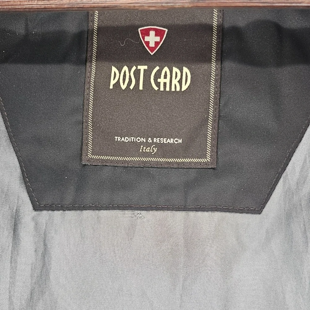 Vintage Postcard Real Down Puffer Ski Vest Mens 40 Brown Black Vero Piumino 1982